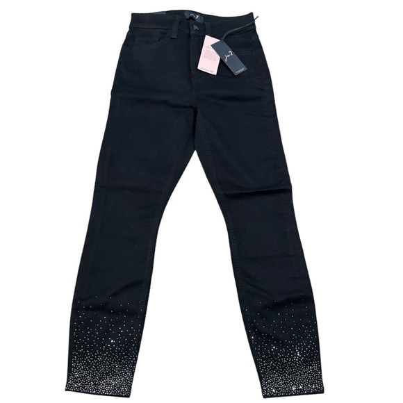 Jen7 High Waist Skinny Jeans Black Rhinestone Embellished Size 0 NWT‎ - Picture 3 of 13